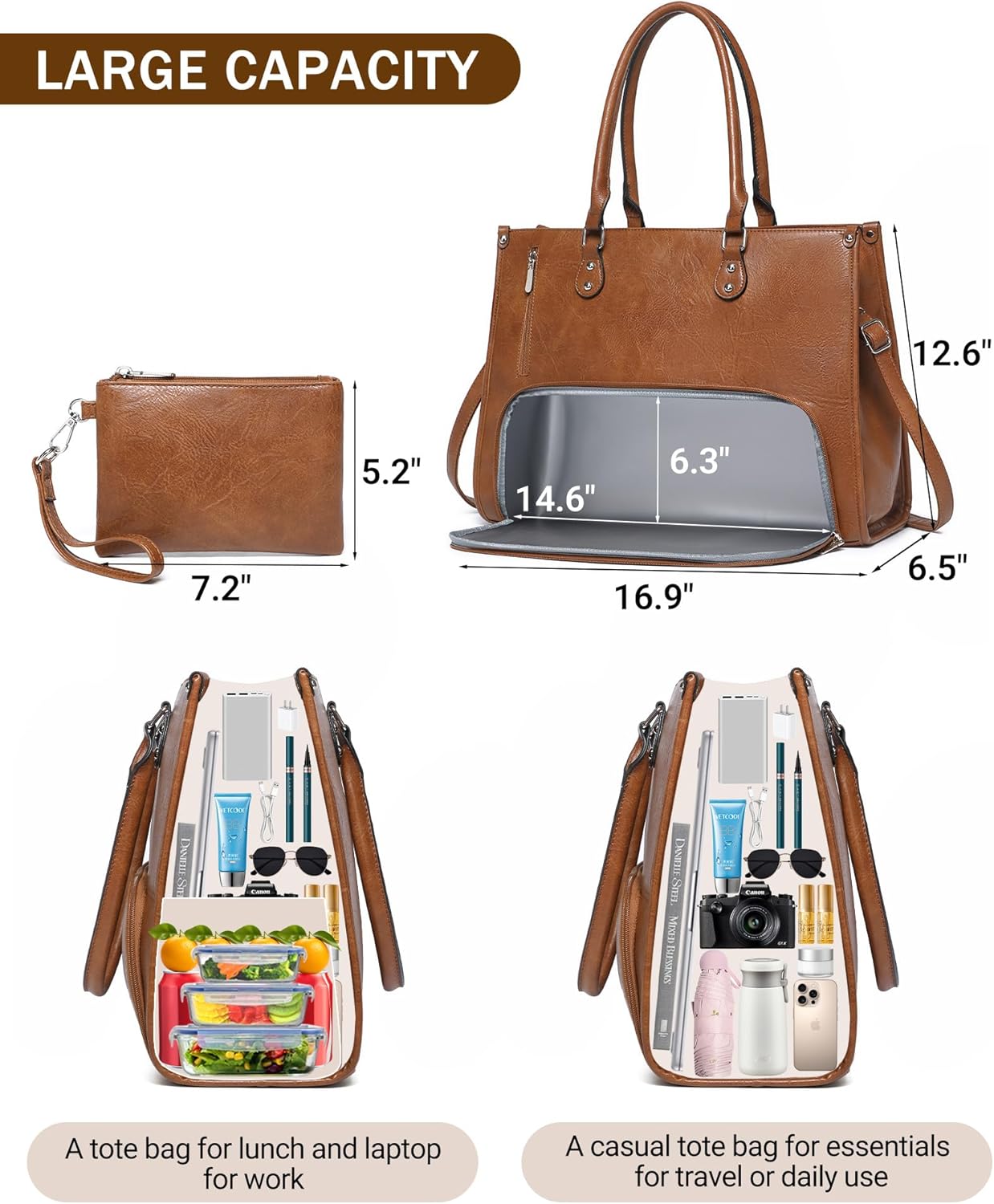 Leather Work Bag Laptop - Tas Laptop 2 in 1 dengan