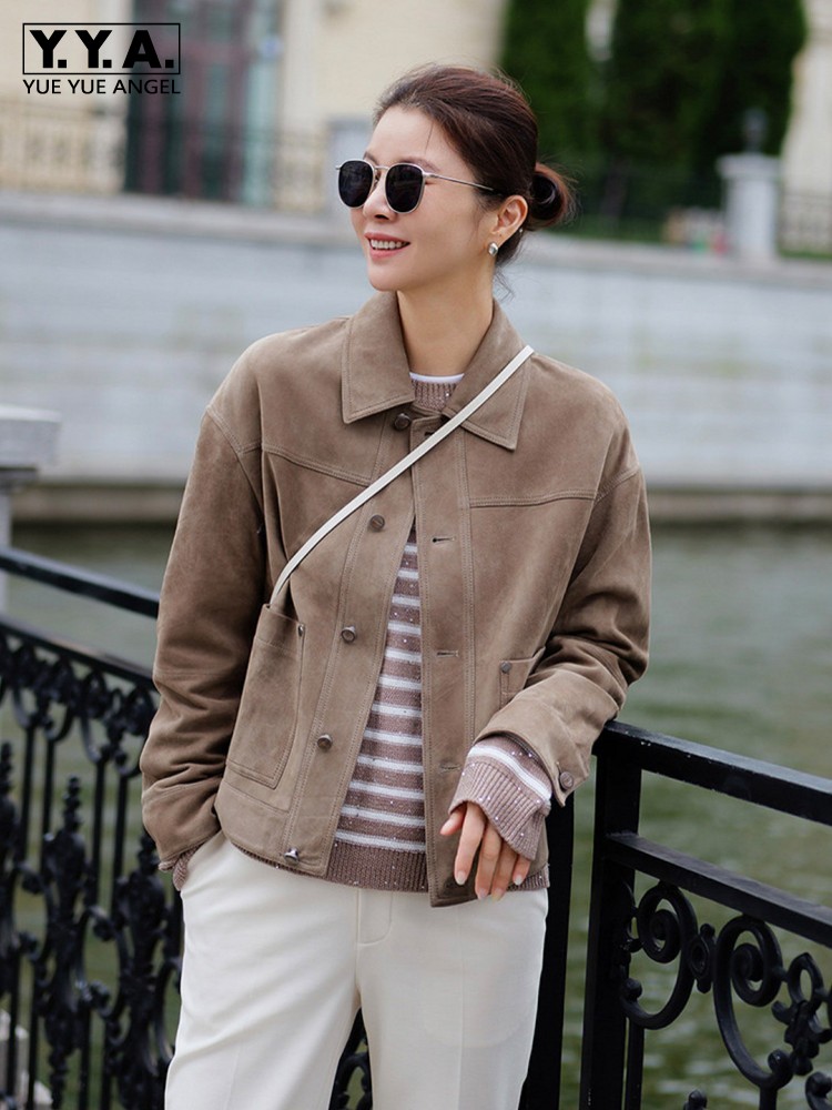 Leather Work Jacket Women'S - Jaket Kulit Suede Asli Berkualitas Tinggi