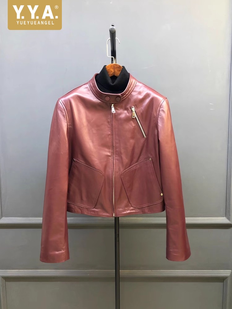 Leather Work Jacket Women'S - Jaket Pendek Retro Gaya Baru Musim