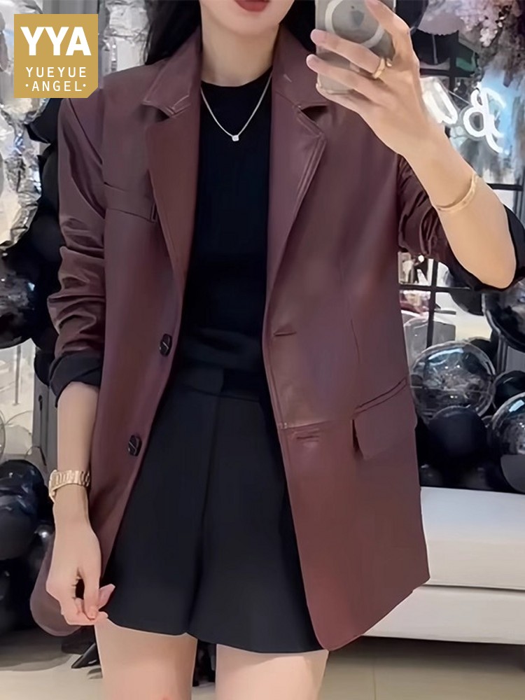 Leather Work Jacket Women'S - Jaket Blazer Kulit Domba Asli Wanita