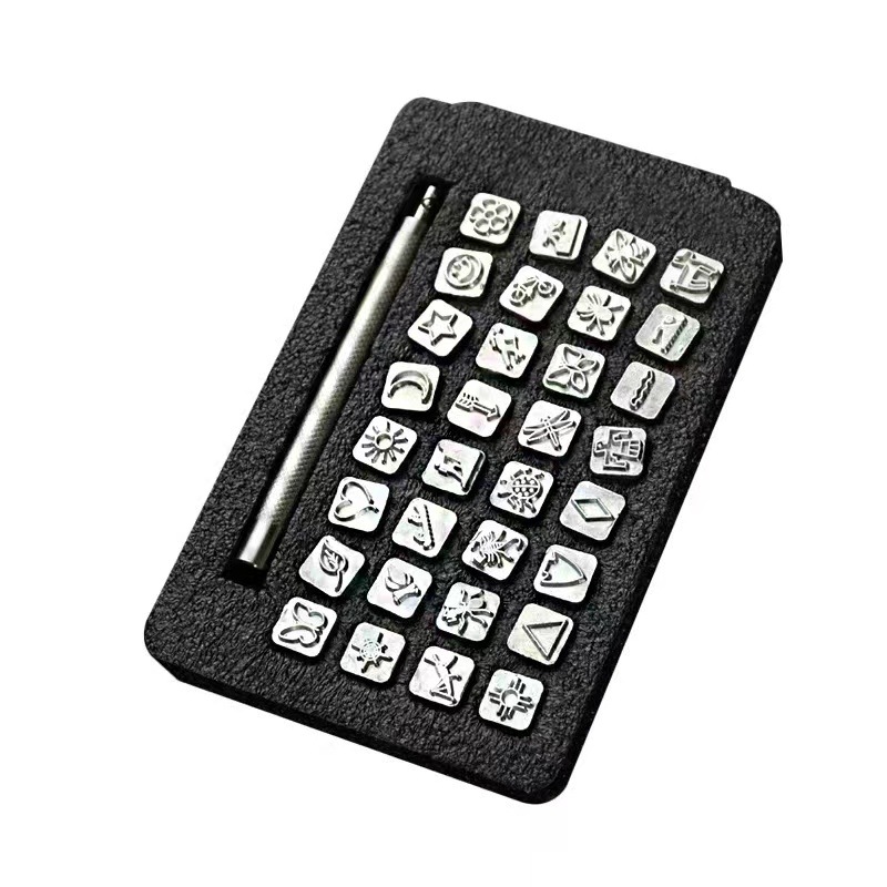 Leather Stamp Set - Alat cap logam logam, 32 pcs/set,