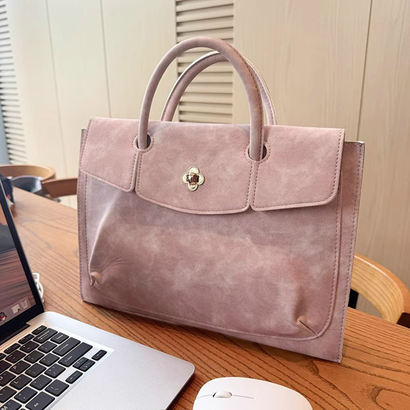 Leather Work Bag Laptop - Tas Laptop Tote Kulit PU Pink