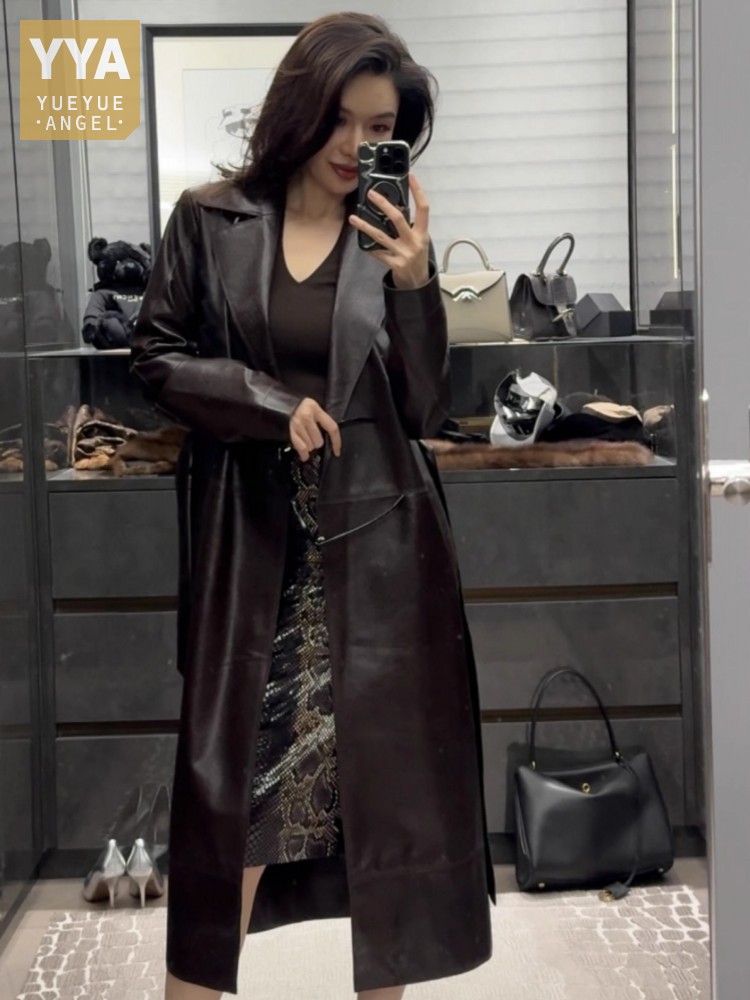 Leather Work Jacket Women'S - Desainer Italia untuk wanita, jaket Trench