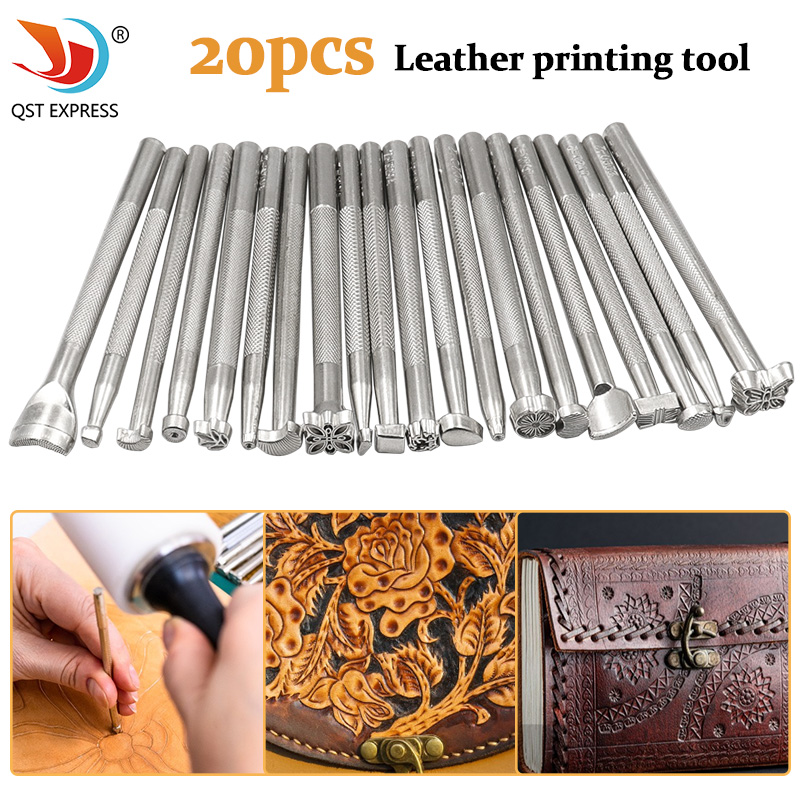Leather Stamp Set - 20 buah Kit alat cetak stempel