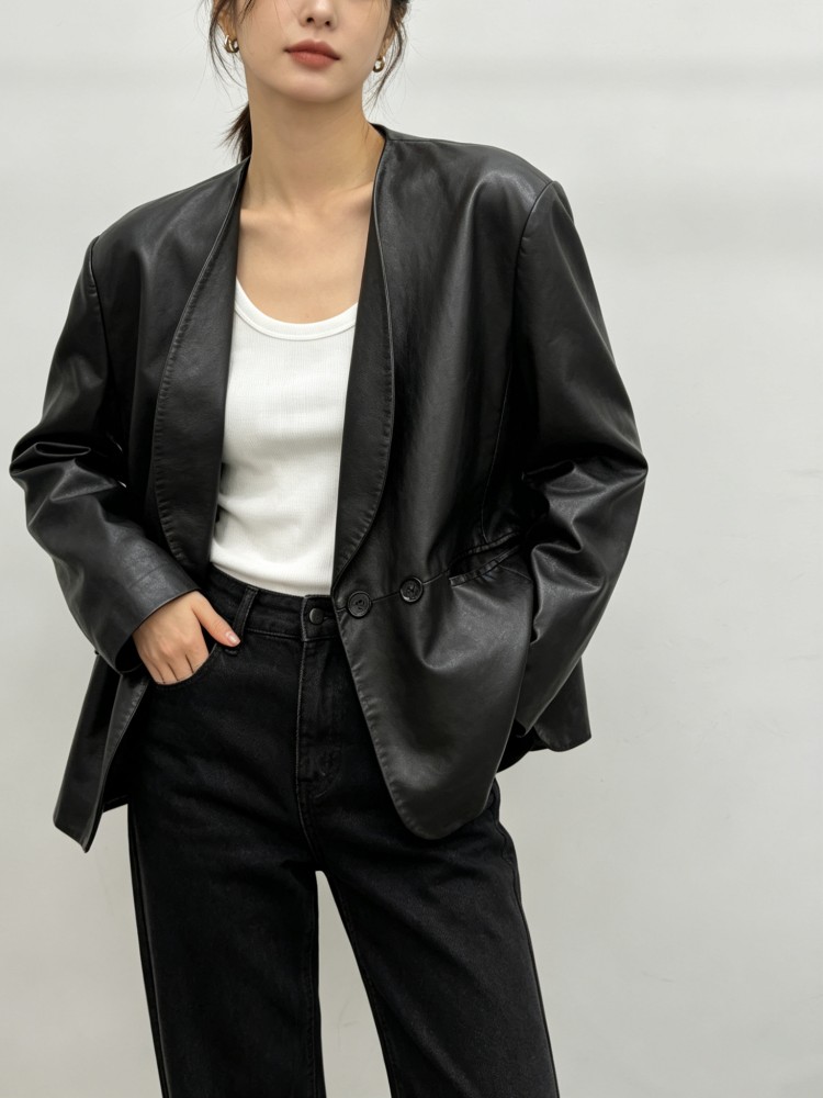 Jas Blazer Wanita Model Longga - Leather Work Jacket Women'S ulasan dan harga