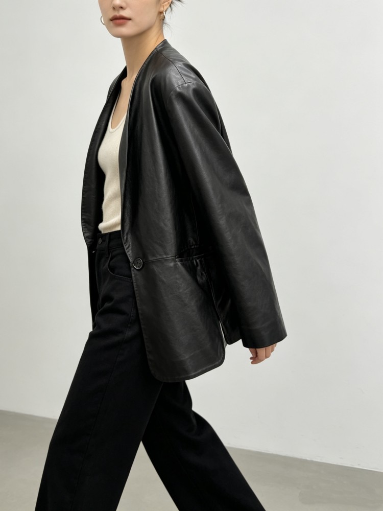 Jas Blazer Wanita Model Longga - Leather Work Jacket Women'S ulasan dan harga