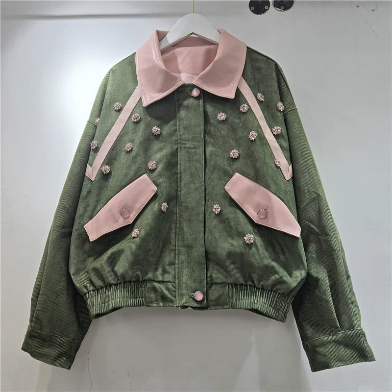 Jaket Corduroy Berhias Bunga M - Leather Work Jacket Women'S ulasan dan harga
