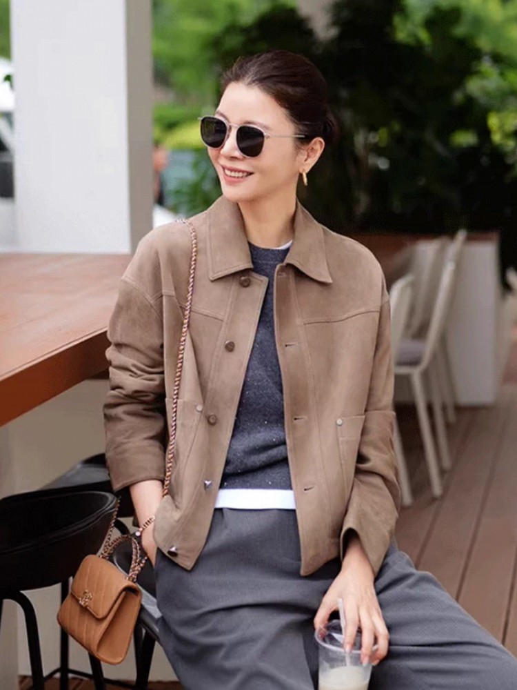 Jaket Kulit Suede Asli Berkual - Leather Work Jacket Women'S ulasan dan harga