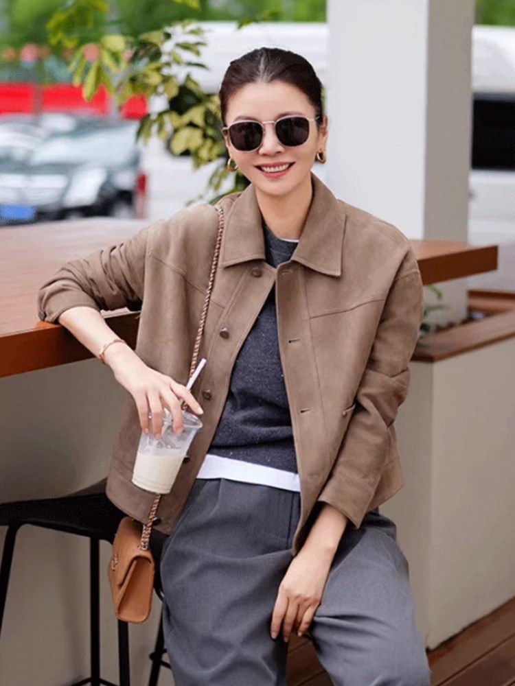 Jaket Kulit Suede Asli Berkual - Leather Work Jacket Women'S ulasan dan harga