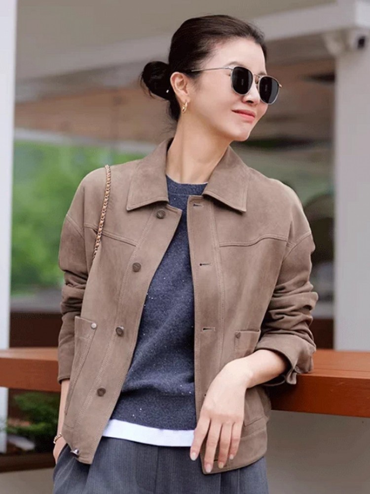 Jaket Kulit Suede Asli Berkual - Leather Work Jacket Women'S ulasan dan harga