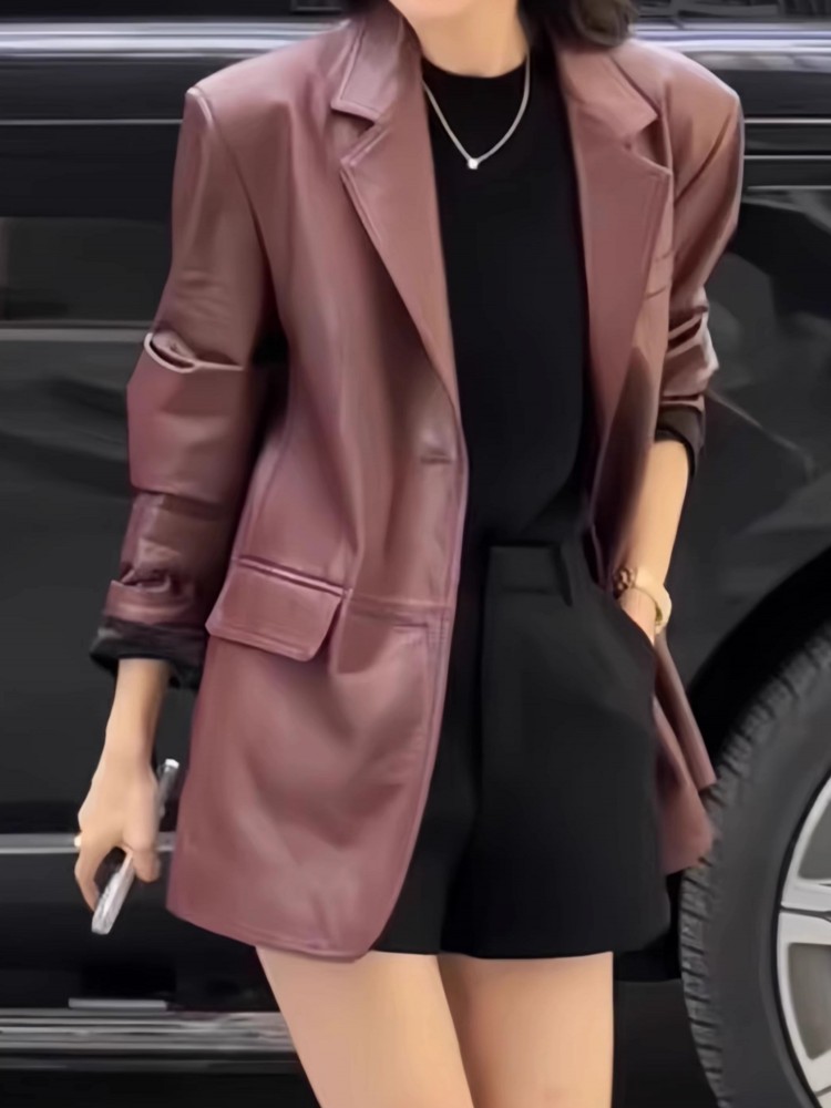 Jaket Blazer Kulit Domba Asli  - Leather Work Jacket Women'S ulasan dan harga