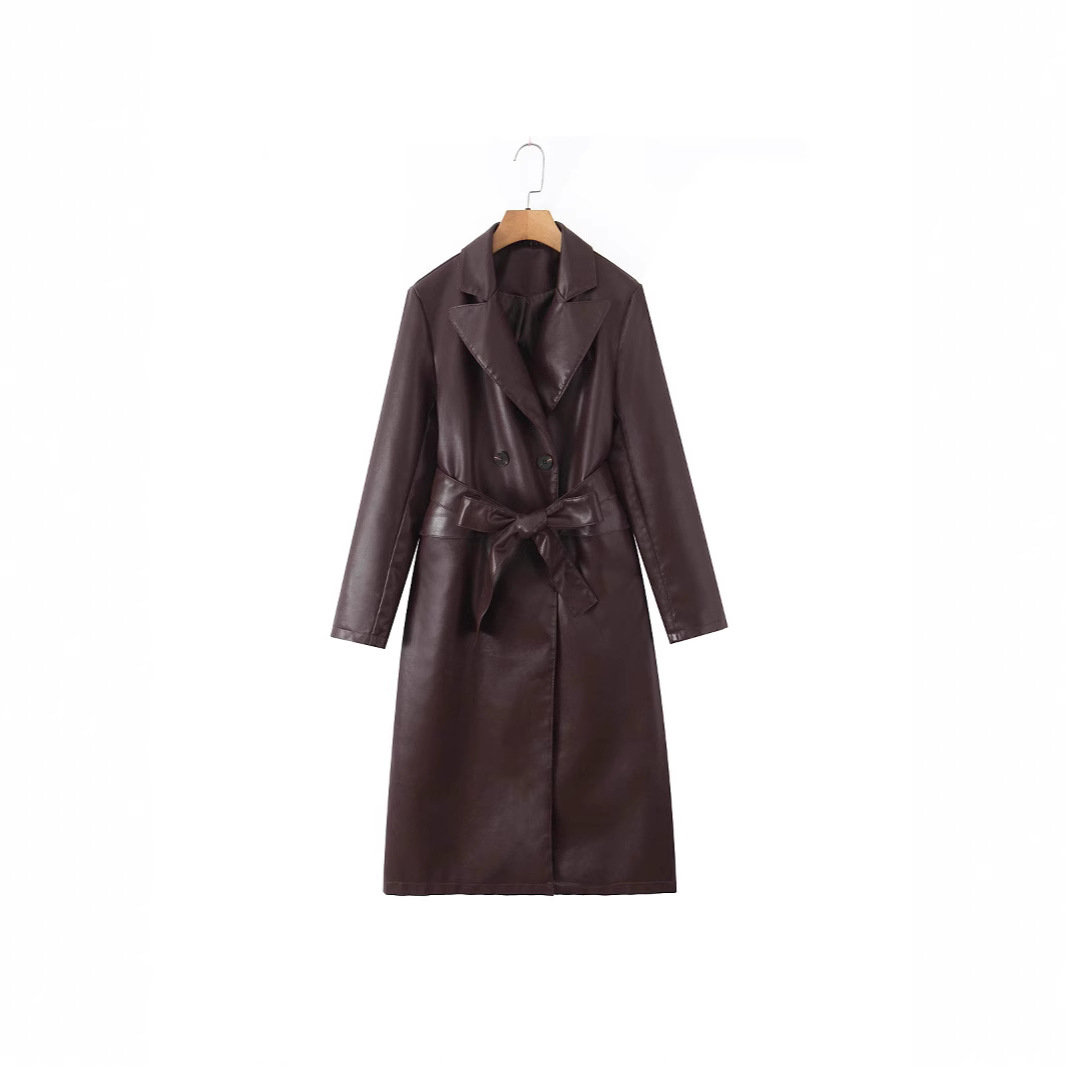 Jas Trench Wanita Kulit Imitas - Leather Work Jacket Women'S ulasan dan harga