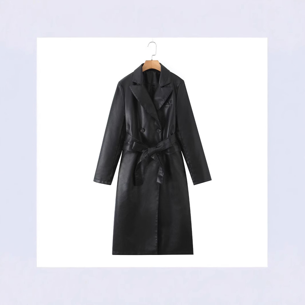 Jas Trench Wanita Kulit Imitas - Leather Work Jacket Women'S ulasan dan harga