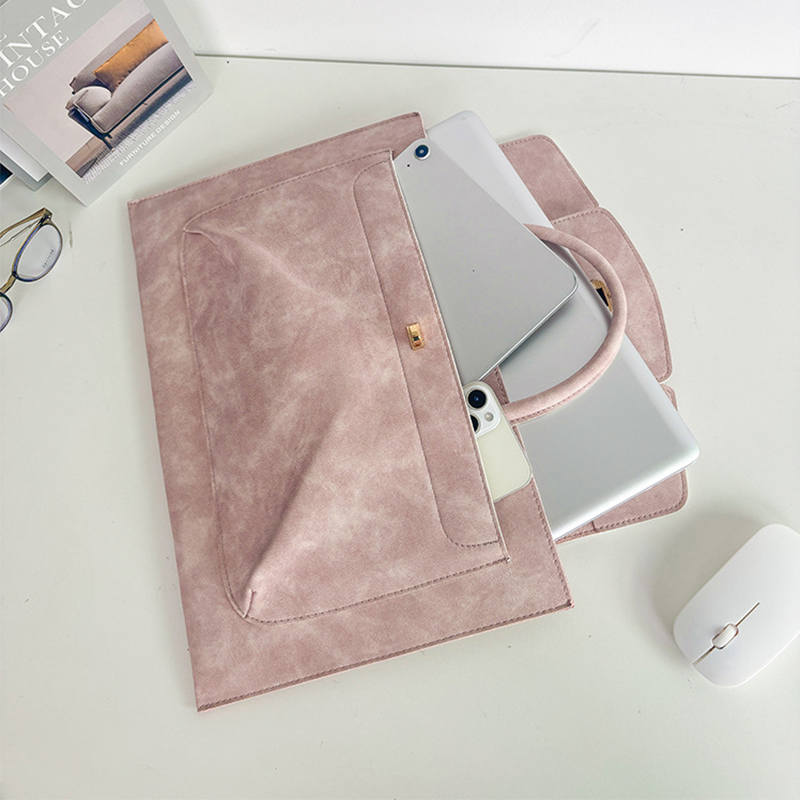 Tas Laptop Tote Kulit PU Pink  - Leather Work Bag Laptop ulasan dan harga