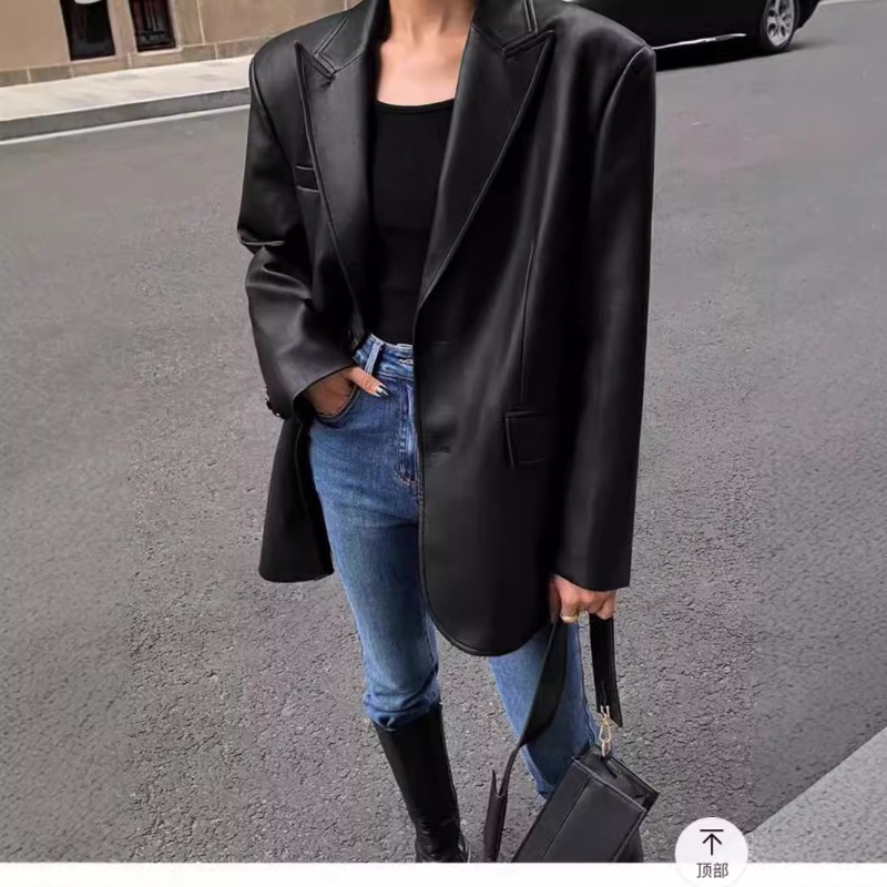 Jaket Blazer Bisnis Kulit PU M - Leather Work Jacket Women'S ulasan dan harga