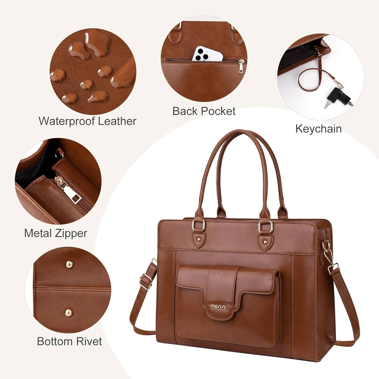 Tas Jinjing Laptop MOSISO untu - Leather Work Bag Laptop ulasan dan harga