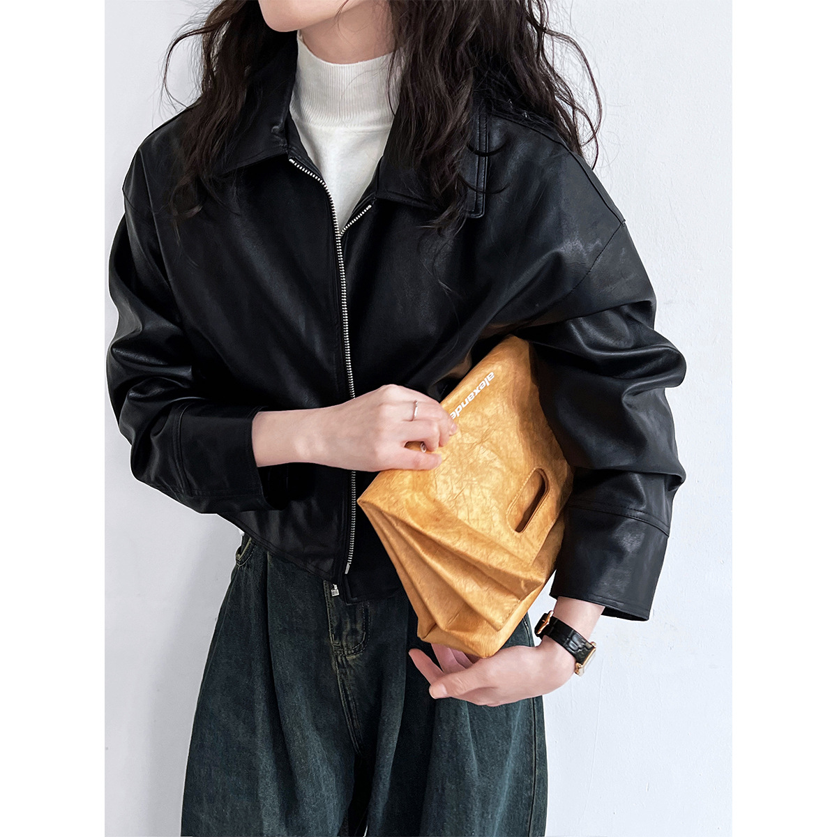Mantel Wanita Jaket Kulit Imit - Leather Work Jacket Women'S ulasan dan harga