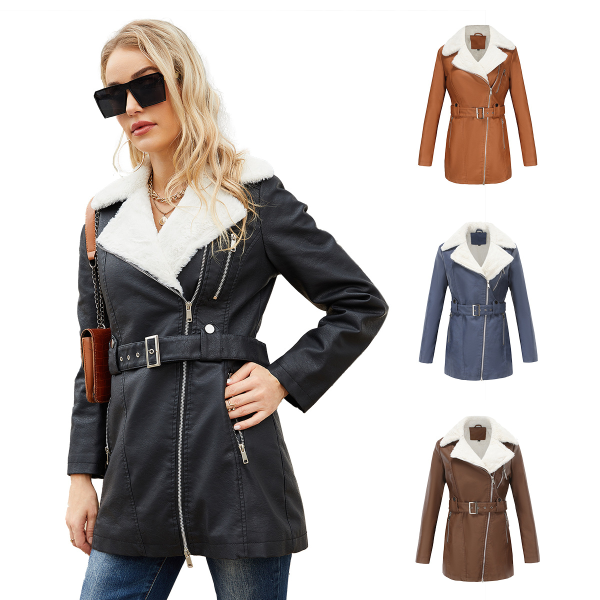 Jaket kulit PU Faux 2023 wanit - Leather Work Jacket Women'S ulasan dan harga