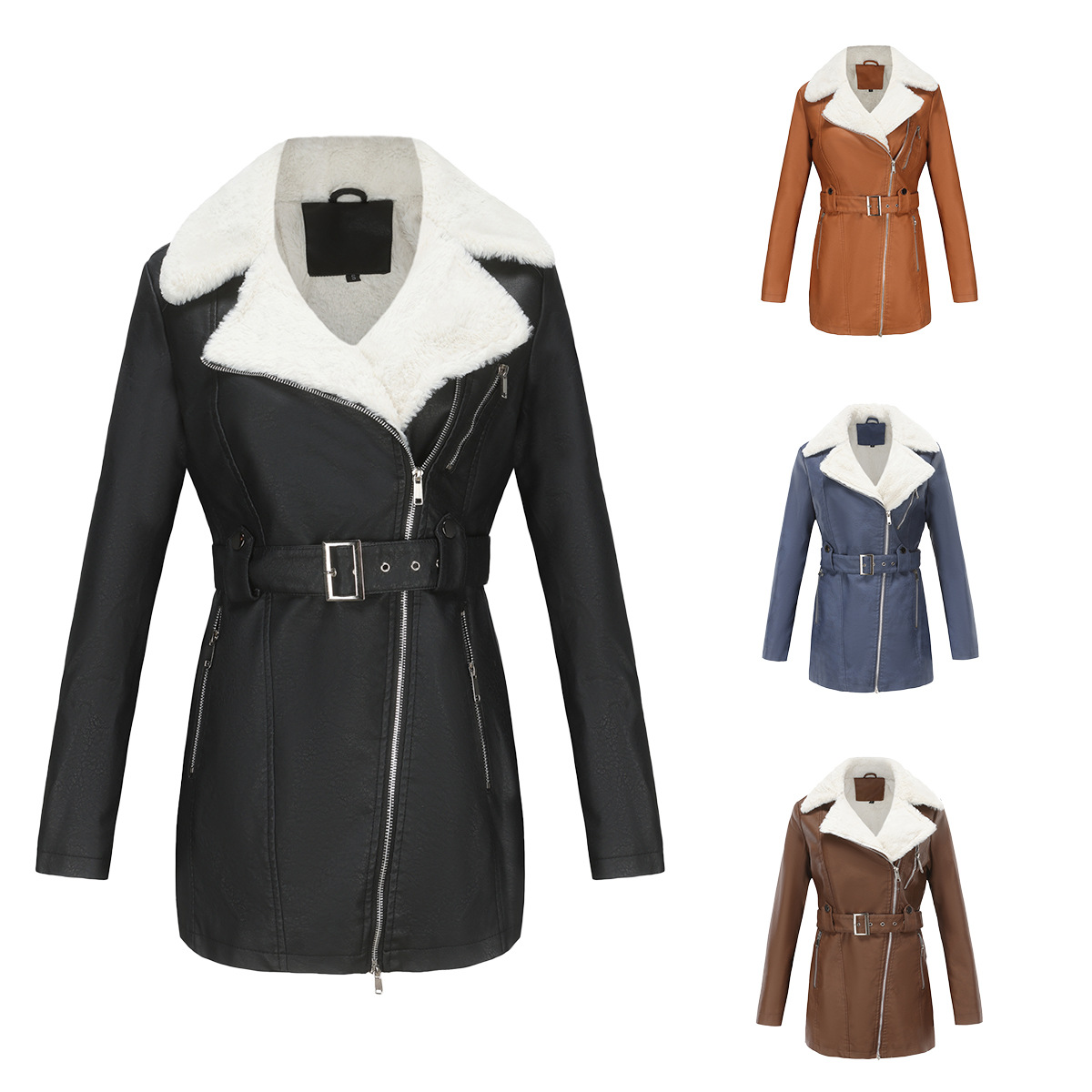 Jaket kulit PU Faux 2023 wanit - Leather Work Jacket Women'S ulasan dan harga