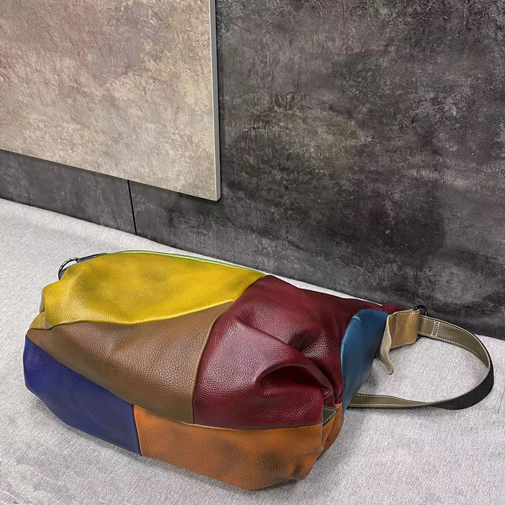 Patchwork Kulit Sapi Kulit Tas - Leather Work Bag Laptop ulasan dan harga